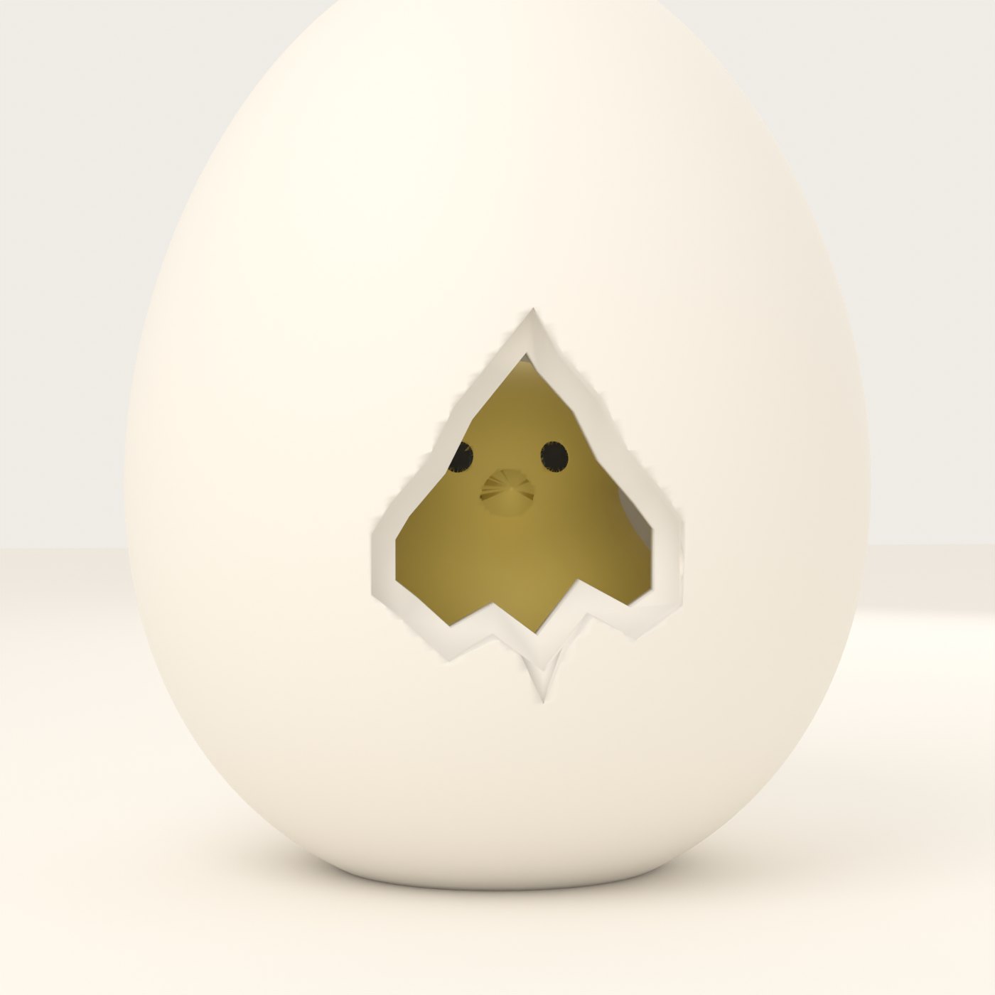 かけらを外すと、ひよこの顔が見える（3Dモデル）