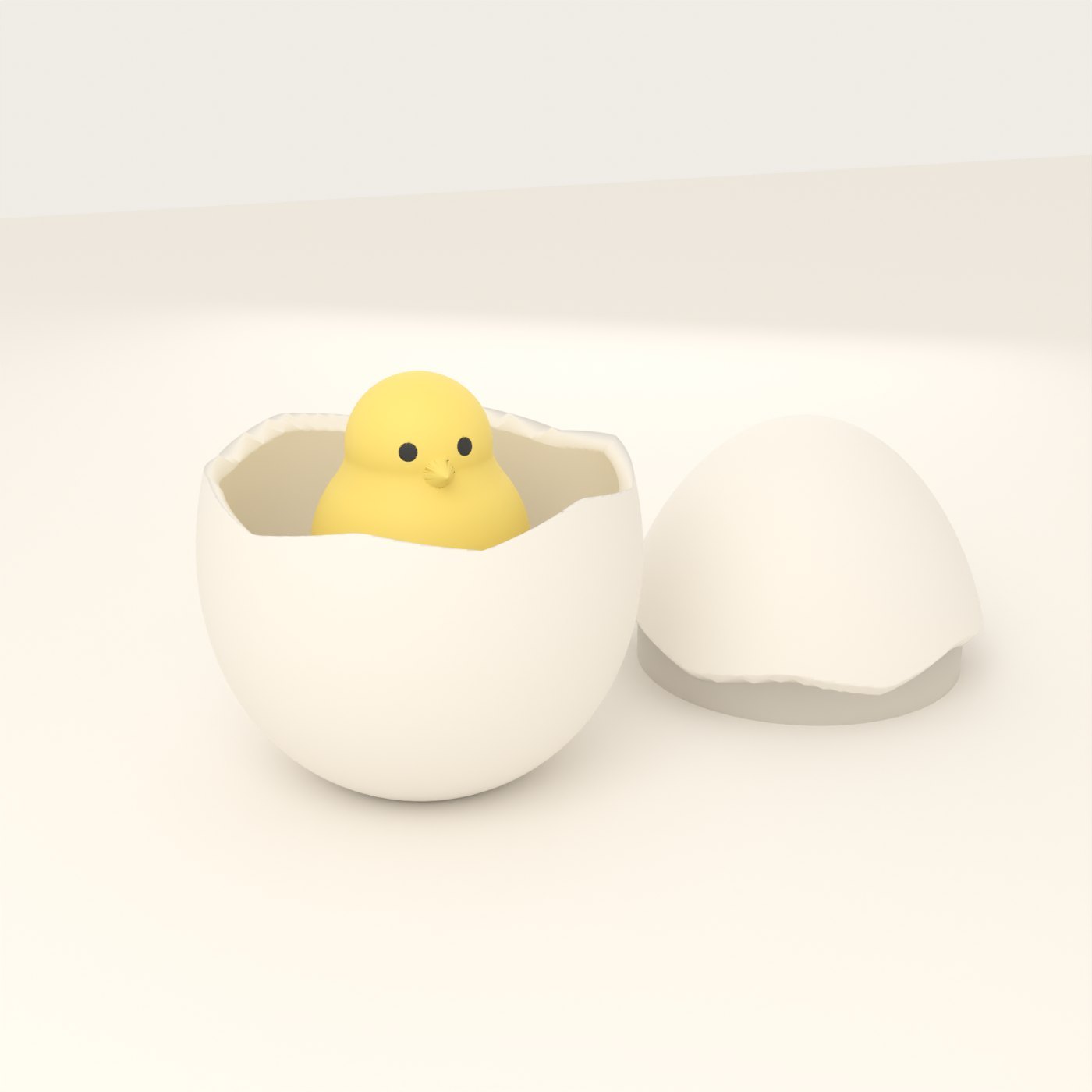 上のたまごを横に置いたところ（3Dモデル）
